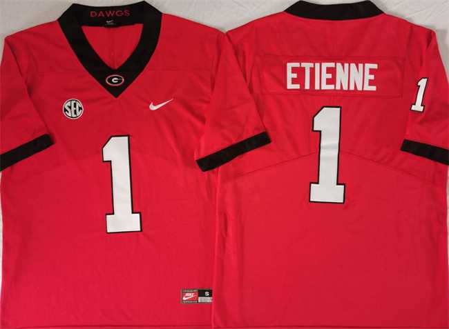 Men%27s Georgia Bulldogs #1 Trevor Etienne Red Stitched Jersey